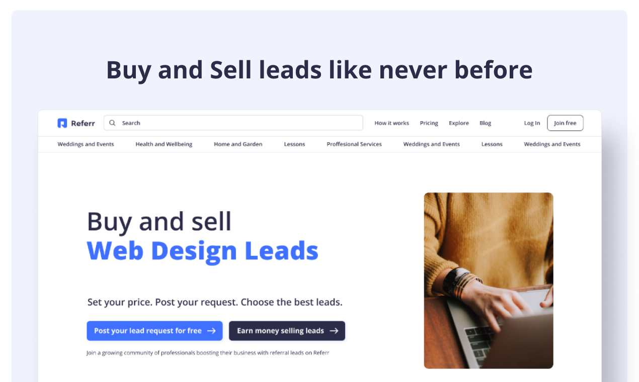 An image of Referr.co.uk homepage with the title